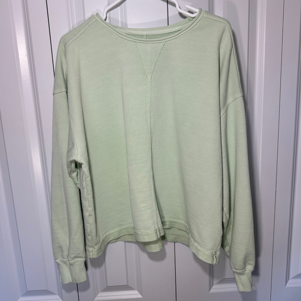 C&C California Sweatshirt Womens Large Mint Green Sunwashed Cropped Seam Detail
